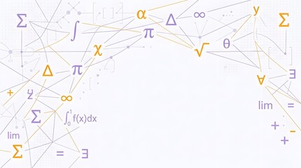 Obraz premium Abstract Mathematics Symbols Background with Algebra, Calculus and Scientific Formula Network for Educational Design