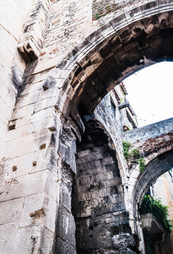 Building Arches In The Diocletian Palace Old Town In Split, Croatia