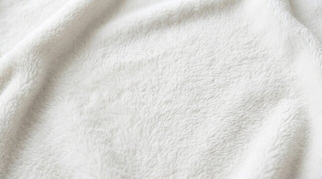 Soft white fleece fabric texture background - cozy and fluffy textile material
