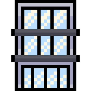 pixel art of modern building office
