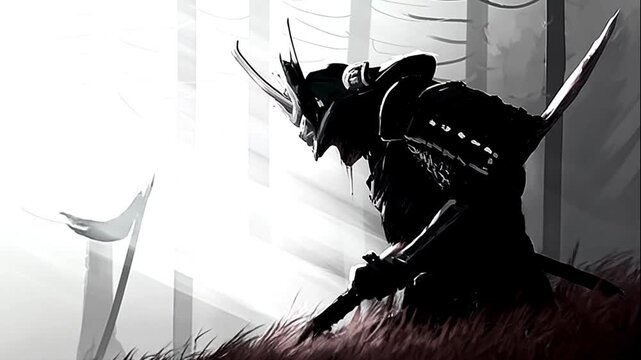Samurai warrior shadows ancient Japan