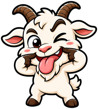 The little goat made a playful face.