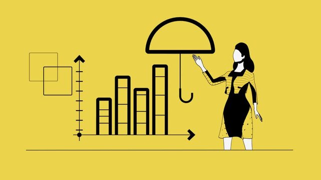 Financial Security and Business Growth Protection with Insurance Concept Flat Line Animation