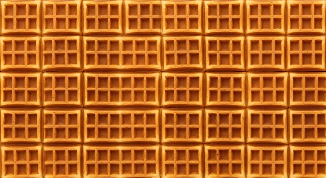 Golden Brown Waffles Stacked Seamlessly, Delicious Breakfast Food Pattern