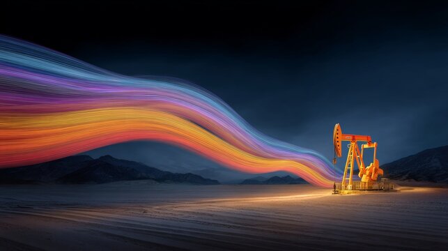 Desert pulse: the rhythmic churn of the oil industry against a m