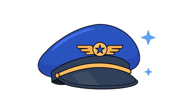 Cute Pilot Hat Vector Illustration Isolated on White Background Captain Cap Icon