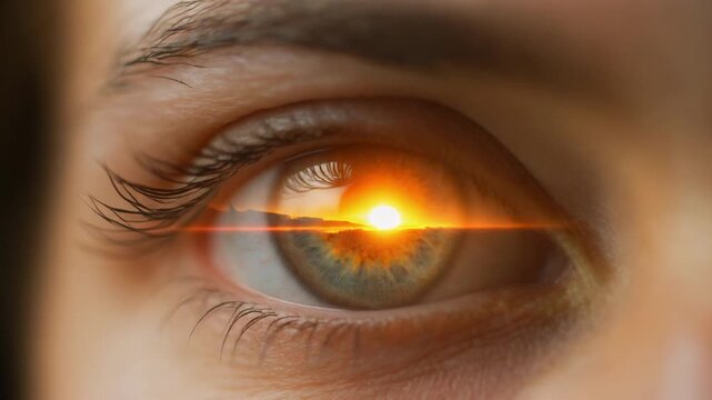 close-up eye blinking sequence with vibrant iris colors