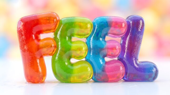Glossy jelly feel word colorful typography