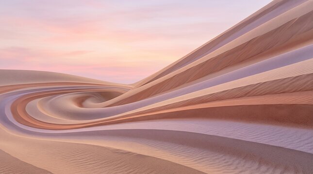 Abstract Swirling Sand Dunes with Pastel Sunset Sky