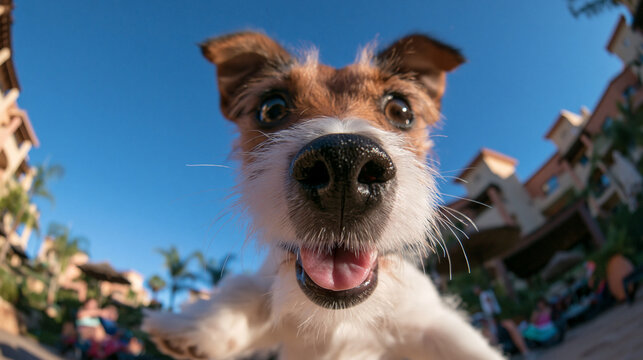 Funny Jack Russell Terrier Taking a Selfie Outdoors