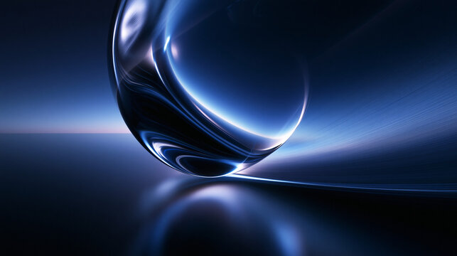Futuristic Glowing Blue Sphere Background with Reflection