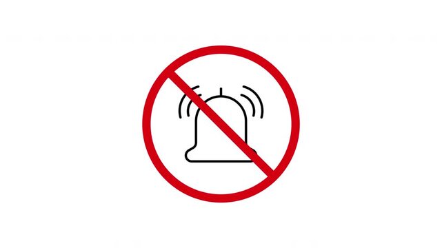 No Alarm Bell Symbol Animated Icon With Alpha Channel. Silent Mode, No Alerts, And Quiet Environment Motion Graphic. Notification Off, Mute Functionality. On Transparent Background.