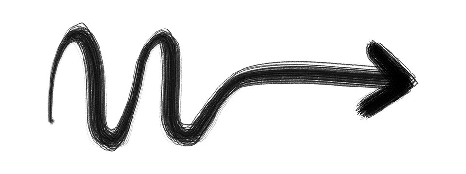 Black squiggly line turning into paper airplane on right side
