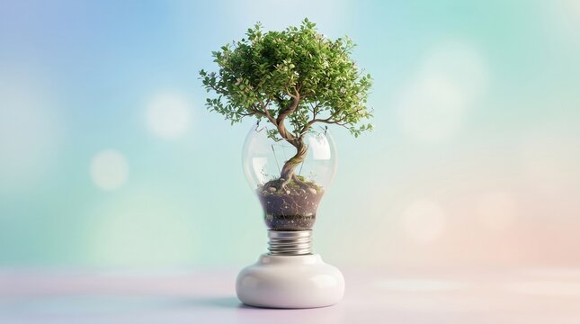 Tree growing out of light  bulb