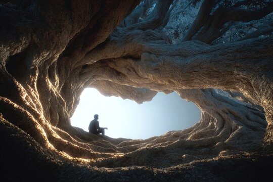 Finding calm: meditative harmony with nature's glow. Mind-body b