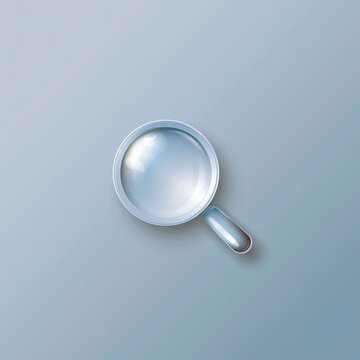 Flat, contemporary magnifier icon with glossy highlights for branding and design projects