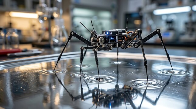 Miniature robotic insect walking on the surface of water