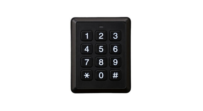Black digital keypad with illuminated numbers for access control and security systems