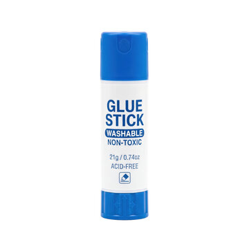 Blue and white glue stick for crafting and office supplies