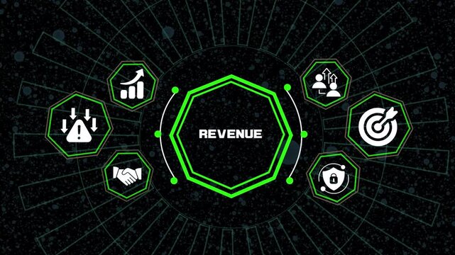 Revenue growth concept featuring enterprise financial strategy, business performance analytics, digital management and corporate success visualization.