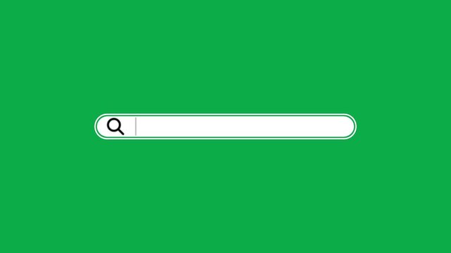Search bar interface animation with blinking cursor on green screen background