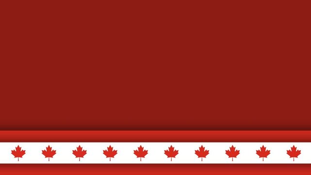 Canadian Labour Day Celebration Background with Red Maple Leaves Border.