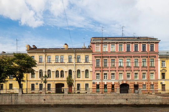 Saint Petersburg, Russia, July 15, 2026. Fontanka River Embankment 143, The historic Yakovleva Tenement House, built in the eclecticism architectural style.