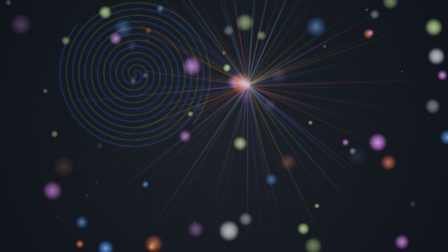 Space particles colliding with spiral galaxy illustration isolated on transparent background