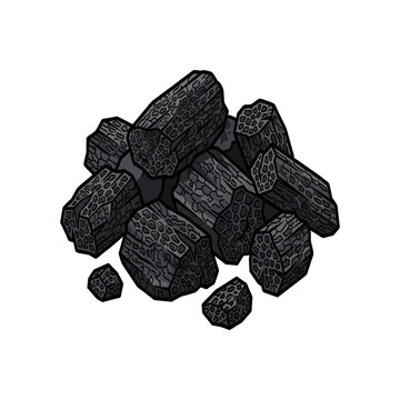 Isolated Growing Medium, Pile of charcoal briquettes vector illustration