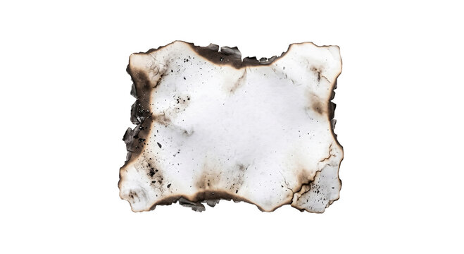 Close up of a burnt paper edge with charred texture and ash particles