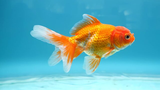 Orange Goldfish Swimming Gracefully in Clear Blue Aquarium Water
