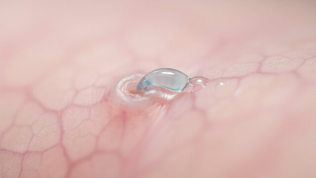 Close view of small embedded foreign body on delicate human skin surface