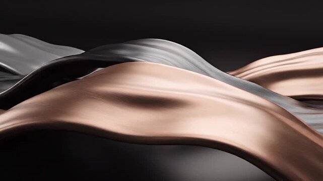 Elegant metallic liquid waves flowing smoothly with reflective surfaces in abstract art style for modern design and digital backgrounds