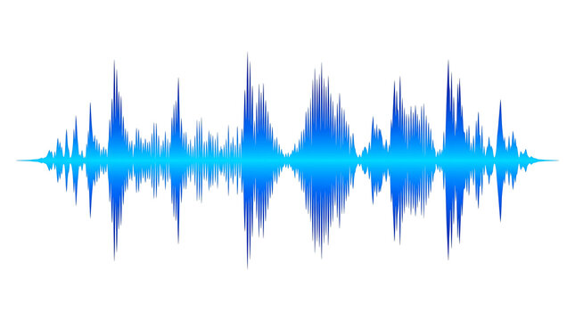 Blue Audio Waveform Vector Illustration for Sound Frequency and Digital Voice Signal Equalizer