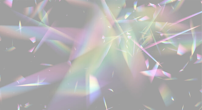Multicolored fractured light beams creating an abstract fragmented prism effect on a black background on transparent background