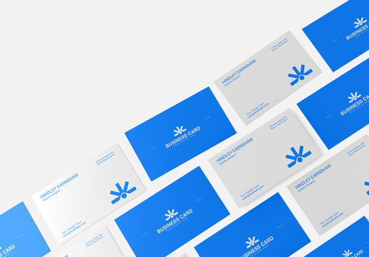 Top View Business Card Grid Mockup