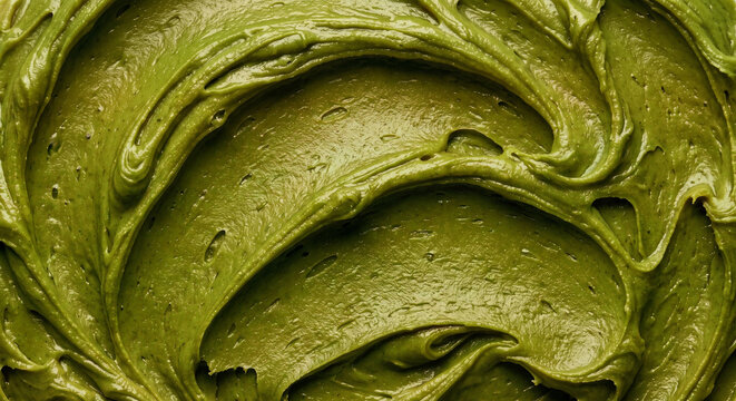 Close Up of Matcha Paste Spread Texture Macro Background