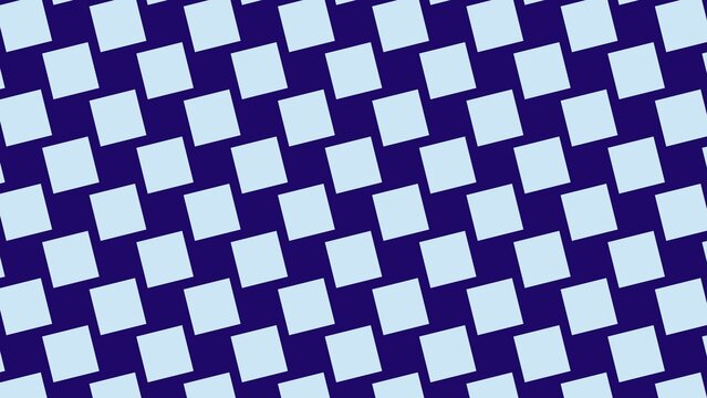 Optical illusion geometric pattern vector with alternating light blue squares and dark blue parallelograms in diagonal design