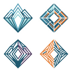 Fototapeta premium Minimalist line art diamond and square geometric logos.