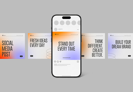 Social Media Carousel Post Mockup on Mobile Phone Screen