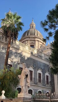 Dome of Catania Cathedral Saint Agatha Basilica in Sicily Italy.