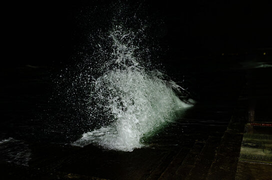 splash waves at night