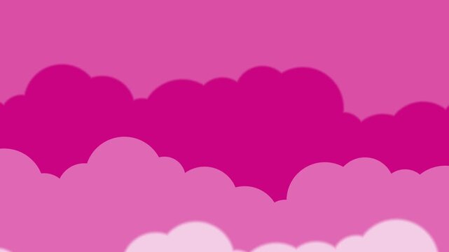 Pink Sunset Cloudscape Animation, Fluffy Magenta Cumulus Cloud Layers in Motion for Dreamy Sky Environment and Web Design