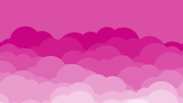 Pink Sunset Cloudscape Animation, Fluffy Magenta Cumulus Cloud Layers in Motion for Dreamy Sky Environment and Web Design