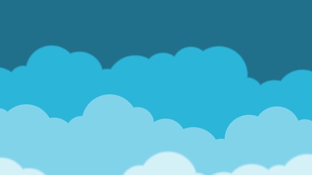Blue Sky Cloudscape Animation, Fluffy White Cumulus Cloud Layers in Motion for Summer Weather Forecast and Sky Environment
