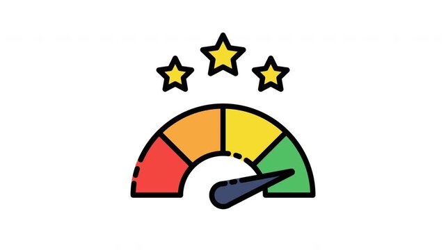 Performance meter with stars indicating excellent rating and high score.