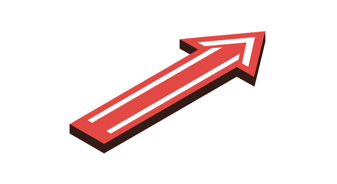 Red upward pointing isometric arrow showing growth