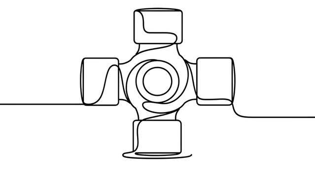 Universal joint cross section white background.