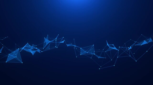Blue Digital Network Connection and Light Motion Background,Abstract Technology Data Nodes Animation for Artificial Intelligence,Corporate & AI Video Stream social media design element