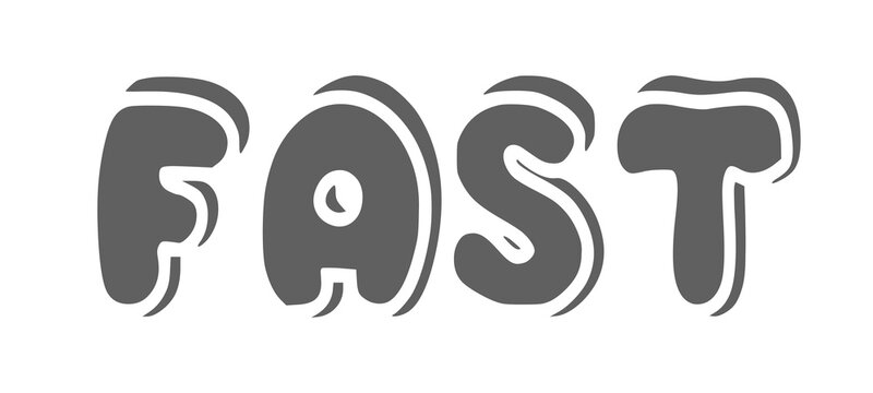 Cute Cartoon Fast Typography Bubble Letter Text Design for Express Delivery Speed Service and Business Marketing Promotion Transparent PNG Background